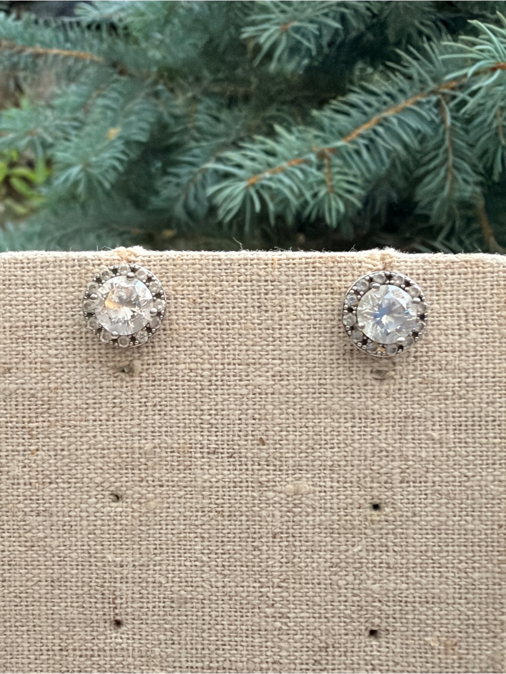 Nadri Sterling Silver Cubic Zirconia Classic Halo Stud Earrings